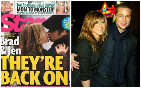 Бреда Пітта і Дженніфер Еністон зняли під час поцілунків. Журнал Star представив фотографію Бреда Пітта і Дженніфер Еністон.
