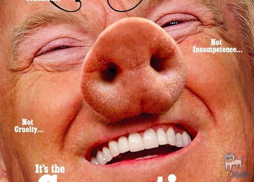 Американський журнал домалював Трампу свинячий п'ятачок. Журналісти видання звинувачують Американського президента в жадібності й корупції.