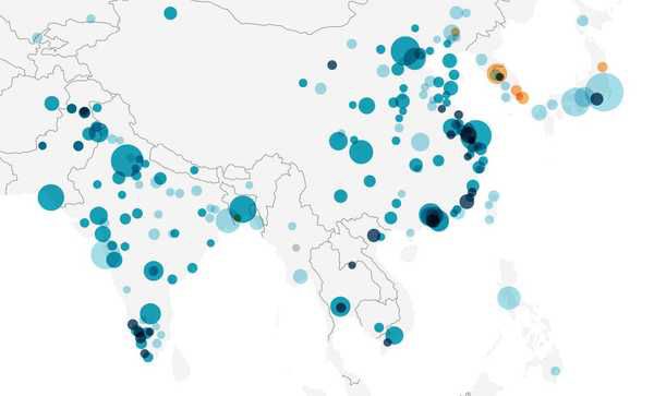 Створена онлайн-карта швидкості зростання населення міст світу. Фахівці сервісу Datawrapper розробили онлайн-атлас коливань чисельності населення великих міст.