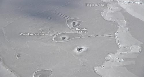 Дуже дивні воронки NASA знайшли в льодах Арктики. Американські вчені за допомогою літака з науковим обладнанням місії NASA Operation IceBridge вивчили вимірюванням льоду в Арктиці.
