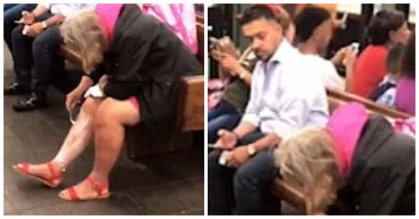 Це просто жахливо! Жінка голить ноги прямо на платформі станції метро. Чого тільки не зустрінеш у Нью-Йорку і не тільки.