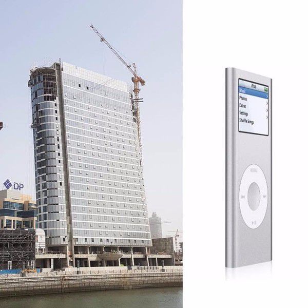 У Дубаї побудували хмарочос у вигляді iPod. Будівля має нахил на 6,5 градуси, тому з боку нагадує iPod, поставлений на зарядну платформу.
