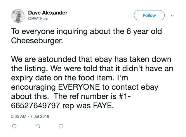 Чоловік купив в Макдональдсі чізбургер та картоплю фрі 6 років тому, а зараз вирішив продати їх. У Канаді фермер розпочав експеримент, щоб перевірити чутки про те, що продукти з Макдональдса не гниють і не псуються.