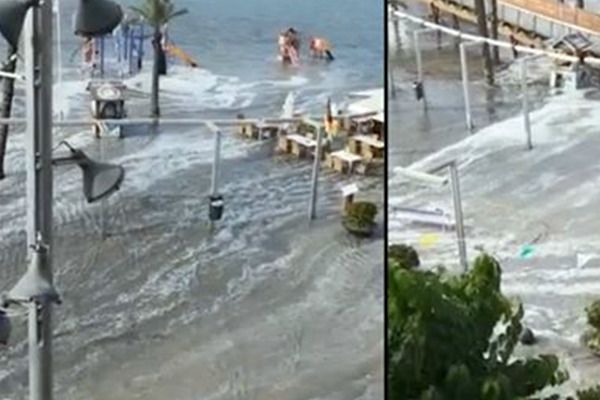 В Іспанії море залило кілька міст. Відео. Міні-цунамі.