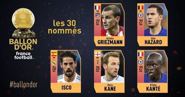 "Золотий м'яч" 2018: оголошено 3 п'ятірки претендентів. Про це повідомляє французьке видання France Football .
