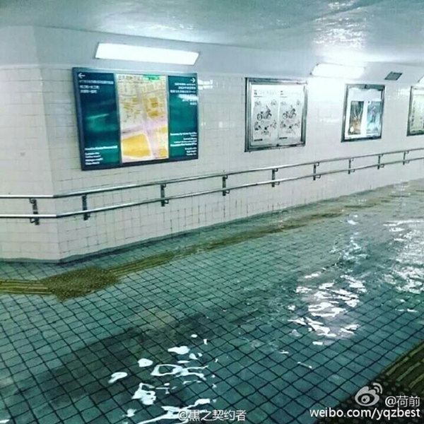 Ці фото потопу в Японії змусили здивуватися користувачів. Придивіться, ви не бачите нічого незвичайного?. Фотографії були зроблені в метро міста Хамамацу на сході Японії.