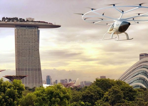 Volocopter випробує електричне аеротаксі у Сінгапурі. Випробовування в міських умовах повинні початися в другій половині 2019 року.