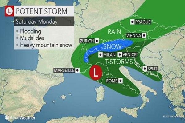 На Європу насувається сильний шторм зі зливами та снігом