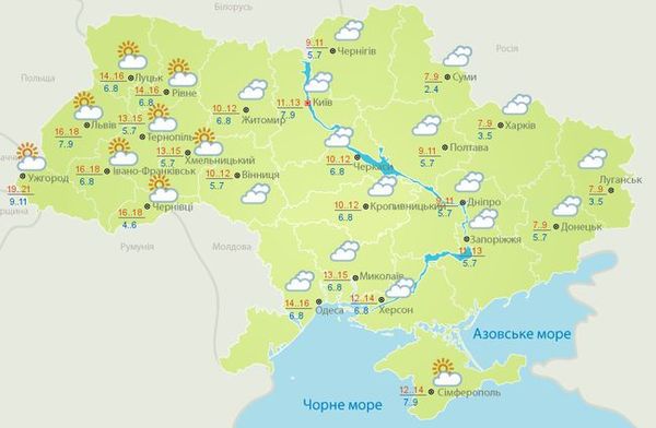 Прогноз погоди в Україні на тиждень: в східній частині похолодання і нічні заморозки, на заході тепло і сухо. Синоптики прогнозують, що наступного тижня суттєво похолодає, вночі місцями будуть заморозки до -2°.