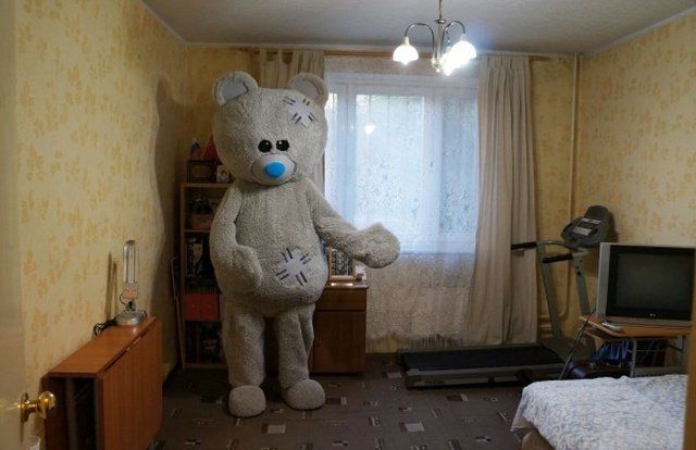 Чоловік вирішив здати квартиру оригінальним способом: показав її з допомогою ведмедя. Вийшло цікаво.