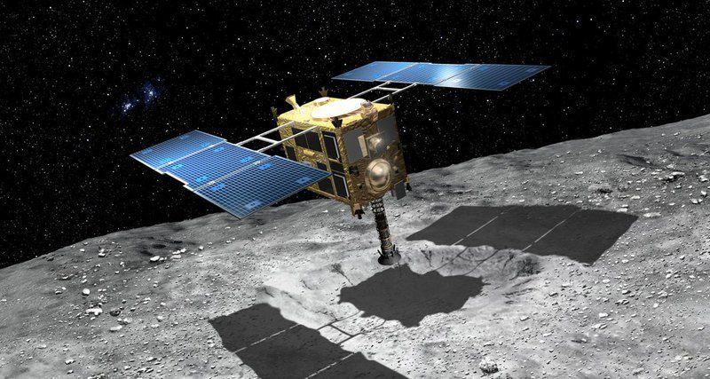 Зонд «Хаябуса-2» створив ударний кратер на астероїді Рюгу. А бортова камера станції побачила момент відділення пенетратора.