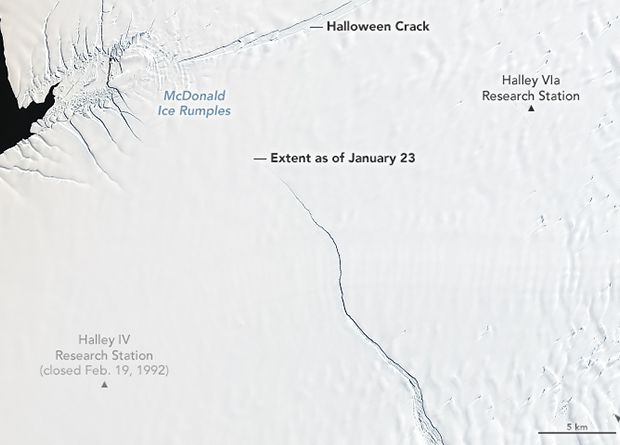 Розкол льодовика Бранта виник за природними причинами. Айсберг відколеться від льодовика в найближчі декілька місяців.