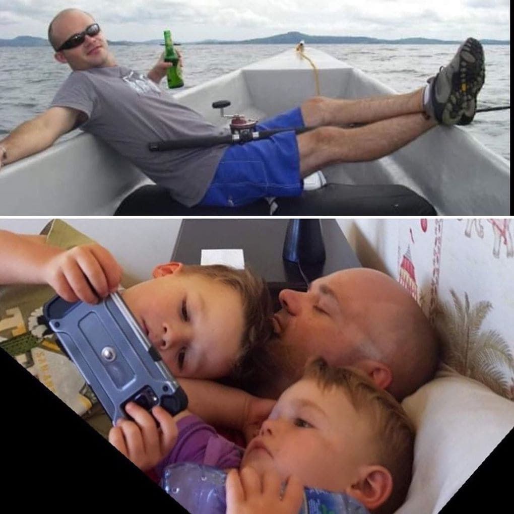 Знімки людей, до і після того, як в їх житті з'явилася маленька дитина. З дітьми теж дуже весело, але по-своєму.