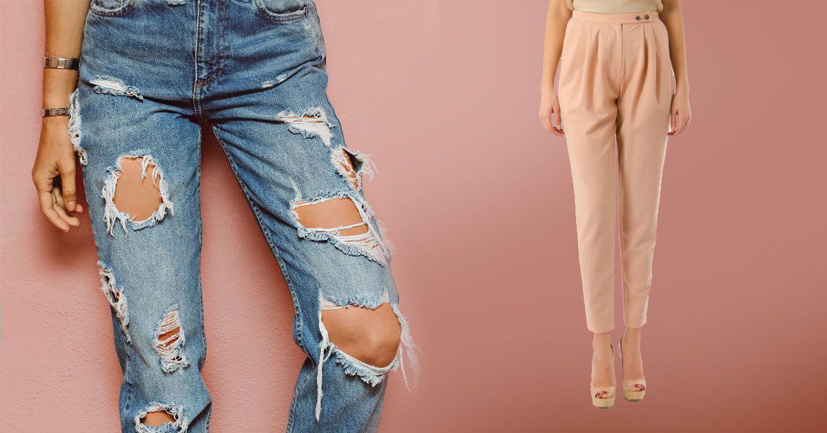 Найважливіші принципи в підборі брюків для зрілих модниць. Кому не рекомендується носити рвані джинси?