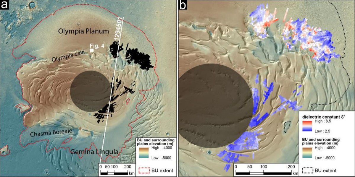 Вчені виявили під північною полярною шапкою Марса лід. Він залишився від крижаних покривів, що існували в давнину і вже майже зникли.