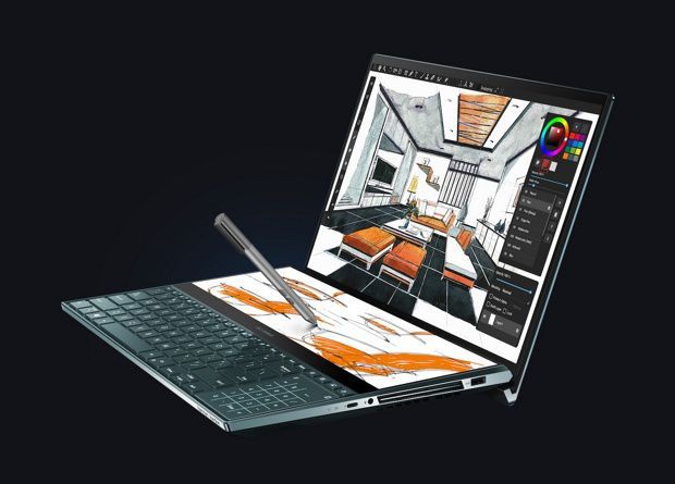 ASUS показала ноутбуки ZenBook Duo з двома екранами. Другий екран у них розташовується над клавіатурою.