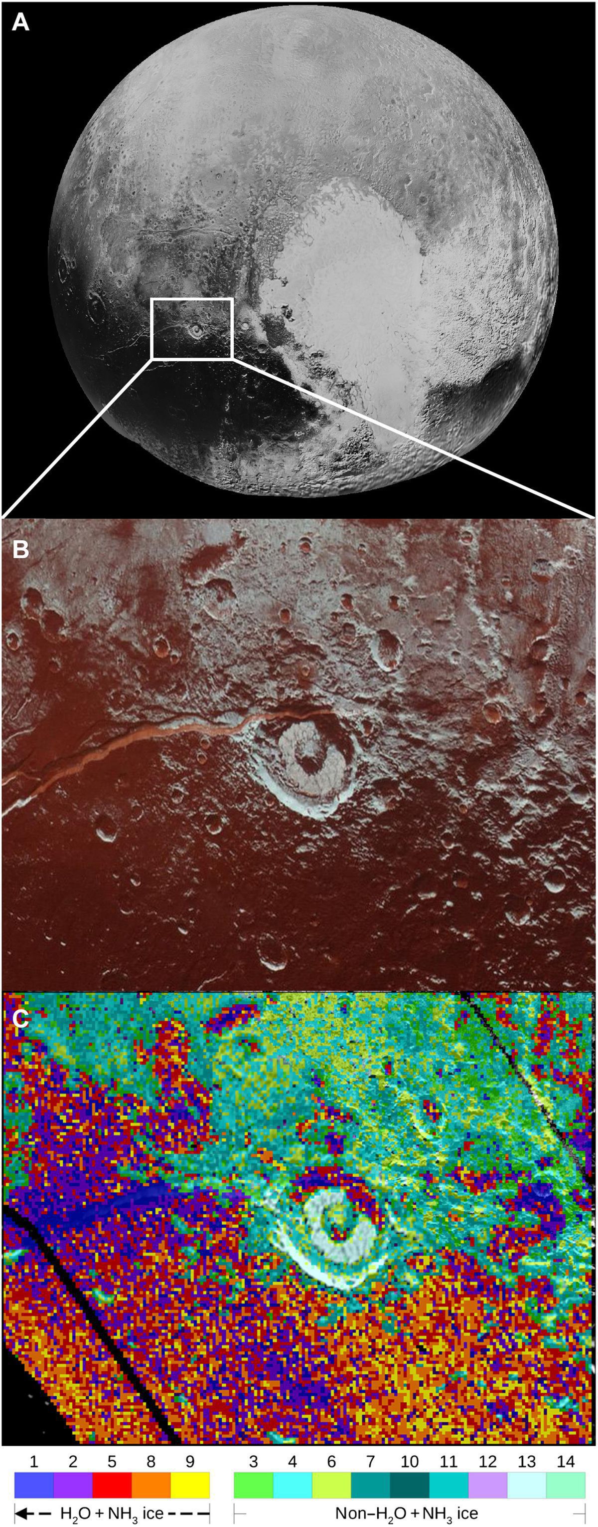 New Horizons виявила на поверхні Плутона аміак. Він входить до складу водяного льоду, що покриває борозну Вергілія.