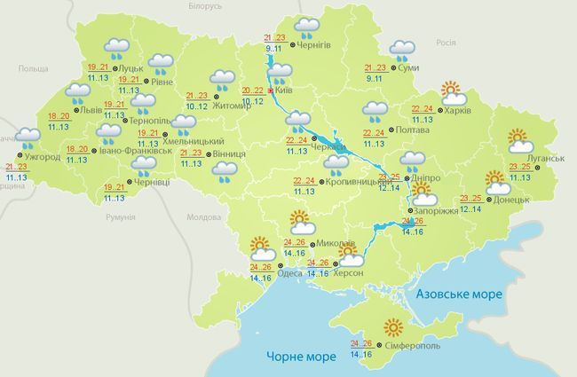 Прогноз погоди в Україні на 14 липня 2019: місцями короткочасні дощі, температура вдень до 26 градусів. Україну поки не залишають короткочасні дощі з помітним зниженням температури повітря вдень і вночі.
