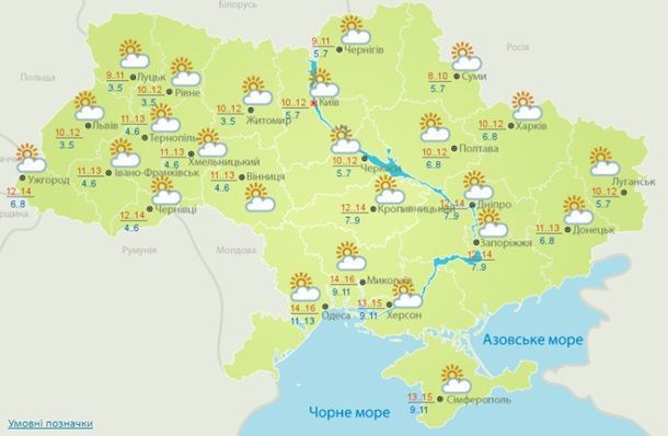Прогноз погоди в Україні на тиждень: тепло, можливі короткочасні дощі. В Україні місцями пройдуть дощі, максимальна температура складе +19 градусів.