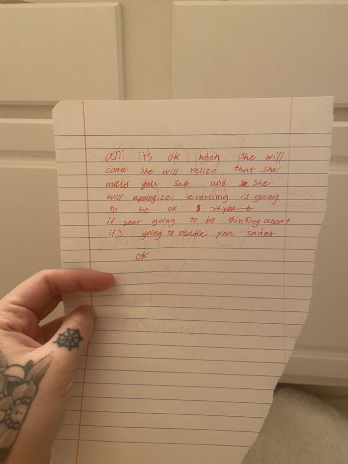 Засмучена дівчина вирішила поплакати у ванній, але її молодший брат зміг підняти їй настрій, написавши записку. Записка брата допомогла дівчині заспокоїтися і припинити плакати.