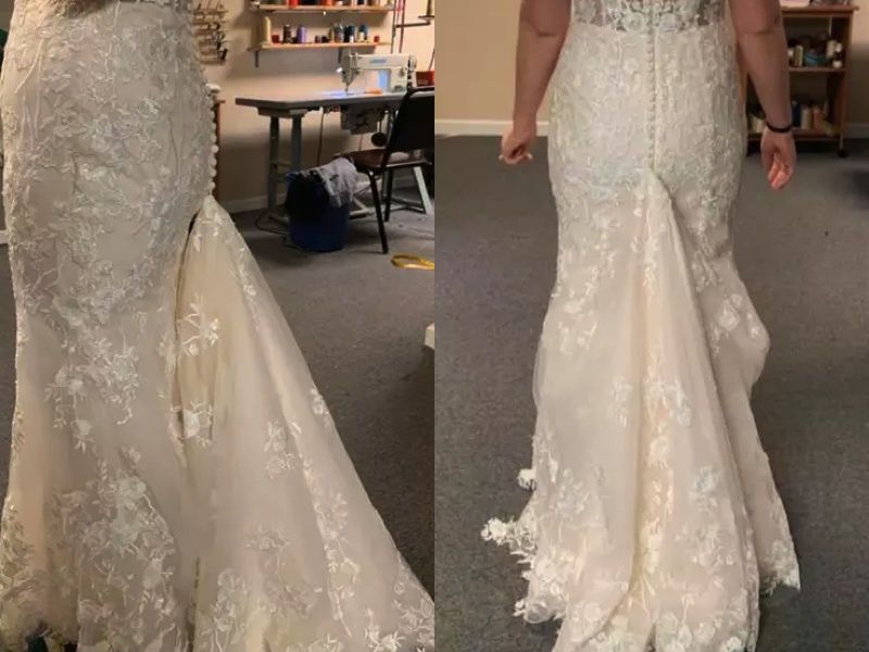 В мережі розкритикували сукню нареченої з незвичним "хвостом". Користувачі соціальної мережі обговорили химерний дизайн весільної сукні.