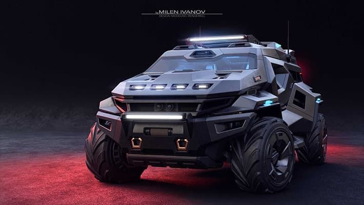 Bonkers Armortruck — крутий військовий позашляховик майбутнього від відомого дизайнера. У мережі з'явилася фотографія божевільного позашляховика, який створювався для військових цілей.