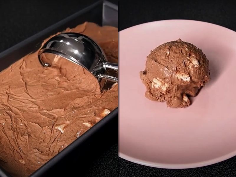Неймовірно смачне шоколадне морозиво з маршмеллоу, всі будуть в захваті. Простий рецепт шоколадного морозива на вершках з додаванням какао-порошку.