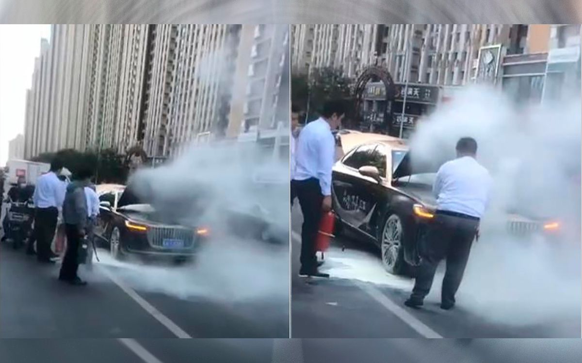 Під час руху загорівся найелітніший седан — ось так виглядає авто після спалаху. Hongqi H9 випускають спеціально для правлячої еліти.