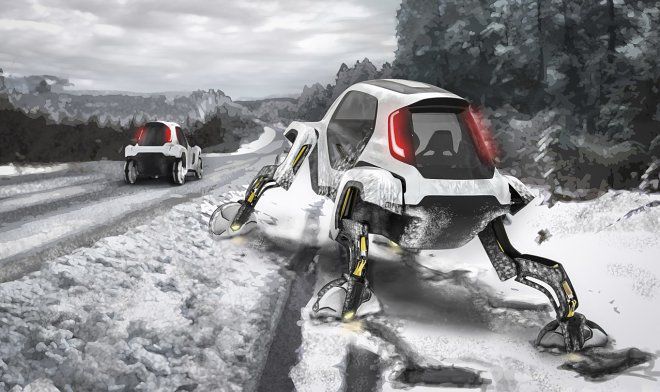 Hyundai готова до розробки крокувальної автівки-трансформера Elevate. Наразі модель планують використовувати в мирних цілях.