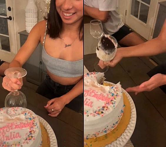 Дівчина показала крутий лайфхак, як нарізати торт за допомогою келиха для напоїв. Виявилося, ми все життя могли робити це простіше.
