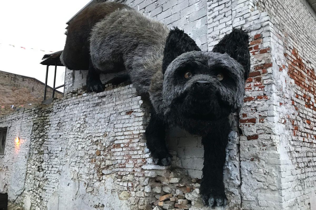 У Ризі на стіні будинку з'явилася величезна чорно-бура лисиця. Артоб'єкт створив студент Латвійської академії мистецтв.