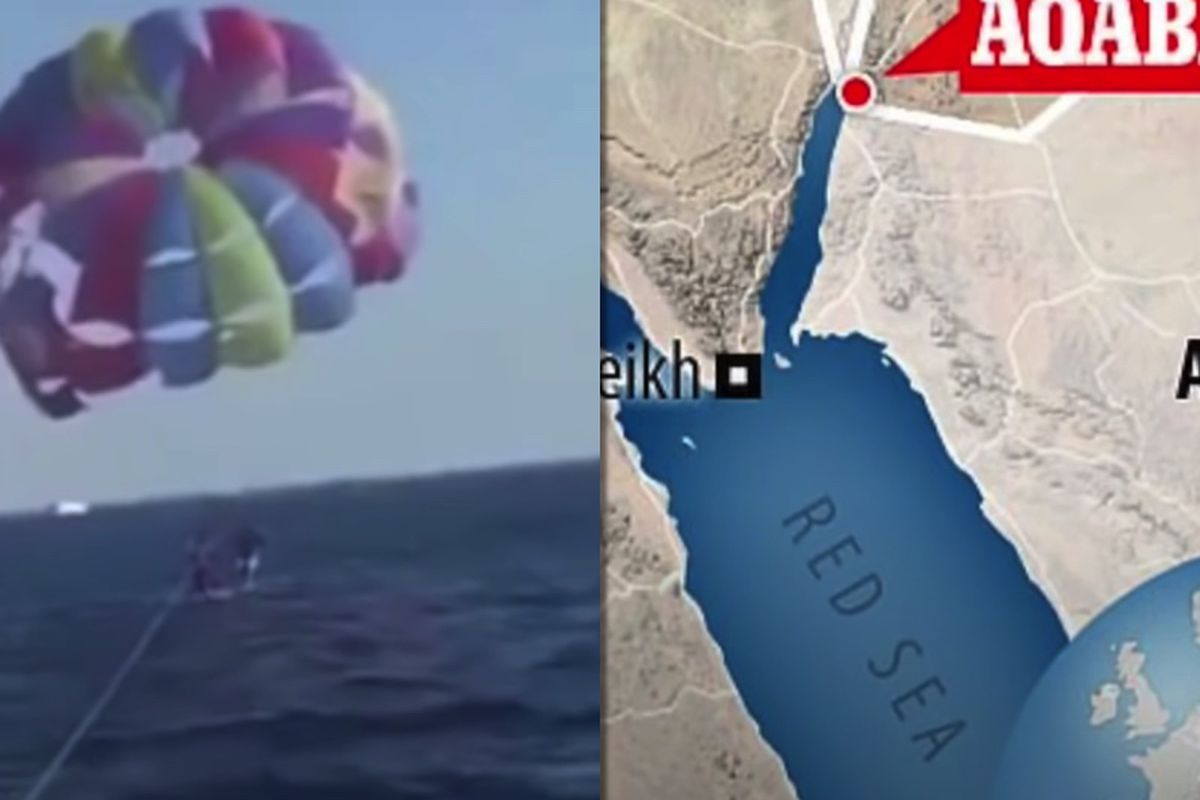В Йорданії акула вистрибнула з води і вкусила туриста, який летів над водою на парашуті. Чоловік отримав серйозні травми.