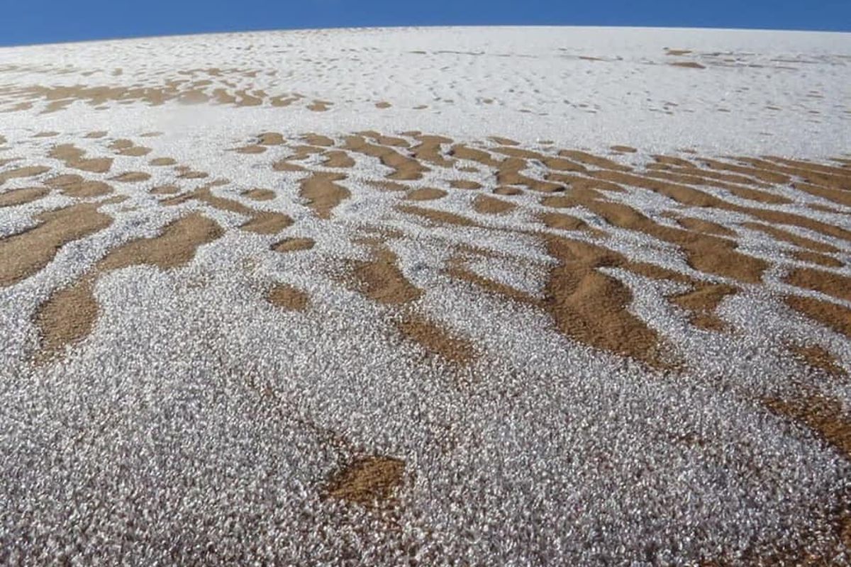 У найбільшій пустелі світу Сахара випав сніг. Місцеві мешканці діляться відео у соцмережах.
