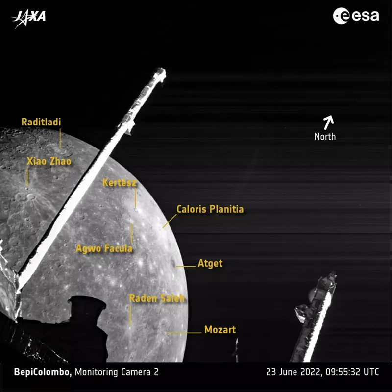 Космічний апарат "Бепіколомбо" надіслав приголомшливі фотографії Меркурія. Він здійснив другий обліт навколо Меркурія з шести.