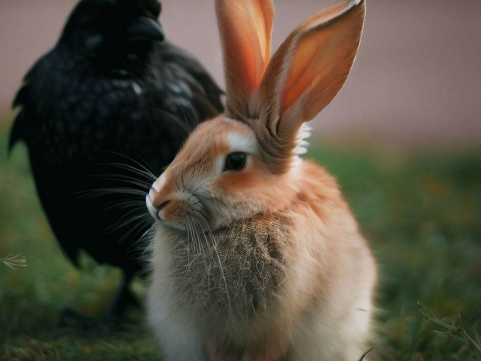 Ворон був вихований в компанії кроликів і тепер думає, що він один із них. Коли птах хоче їсти, він просить про це свою маму-кролячку!