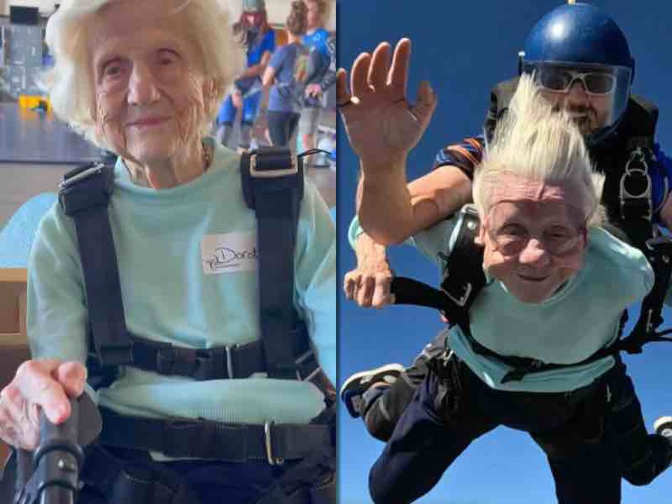 Вік — це всього лише число, — сказала 104-річна бабуся після свого стрибка з парашутом. Бабуся кидає виклик віку і без страху побиває світовий рекорд зі стрибків із парашутом у 104 роки.