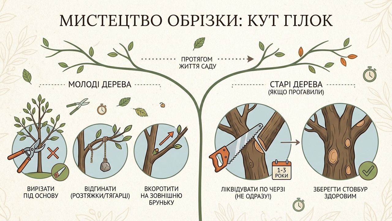 Мистецтво обрізки, інфографіка створена нейромережею Nano Banana.