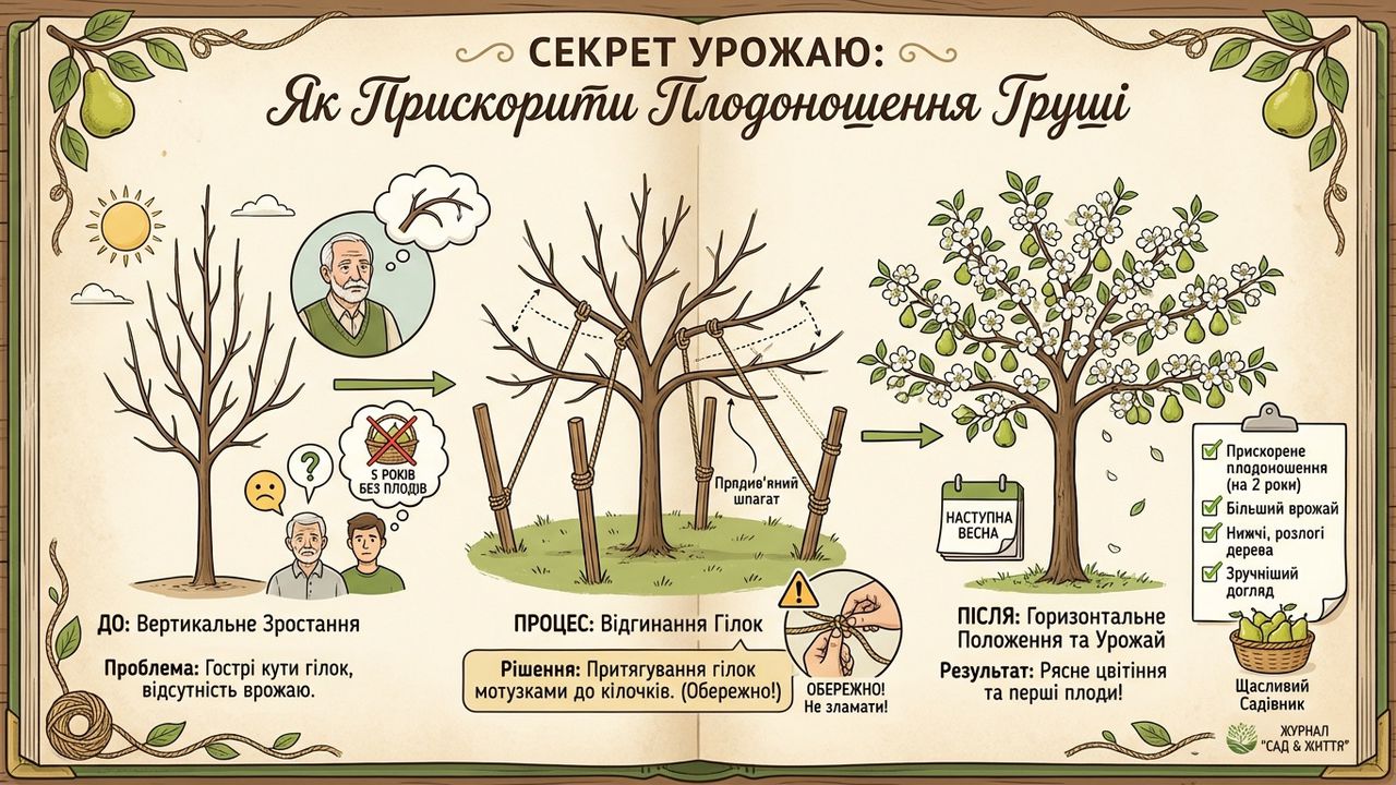 Інфографіка прискорення плодоношення, створена нейромережею Nano Banana.